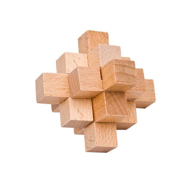 Solution du casse-tête Chinois en bois : Le cube 12 pièces 